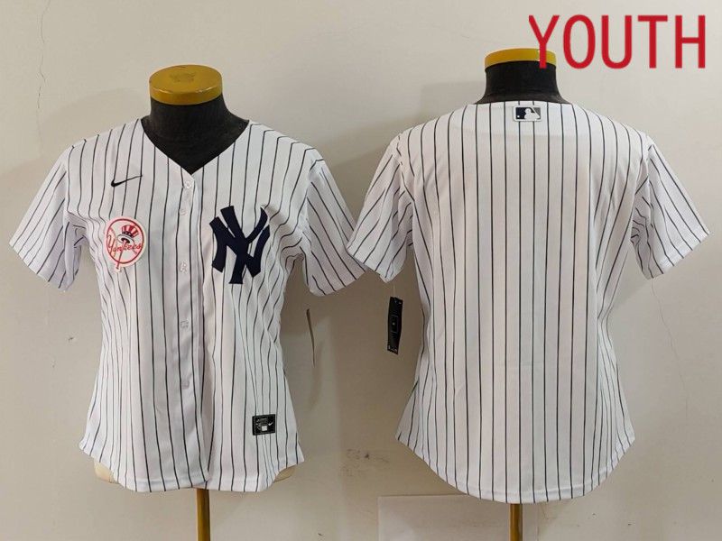 Youth New York Yankees Blank White stripe Game 2024 Nike MLB Jersey style 2->youth mlb jersey->Youth Jersey